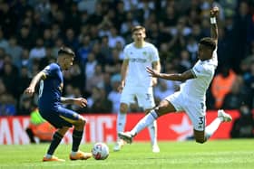Leeds United's Junior Firpo gets a booking