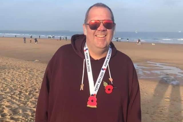Wayne is all smiles after completing the 2020 Poppy Run.