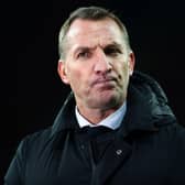 Brendan Rodgers the manager of Leicester City conducts media interviews following the  the Premier League match between Aston Villa  and  Leicester City at Villa Park on December 05, 2021 in Birmingham, England. (Photo by Michael Steele/Getty Images)