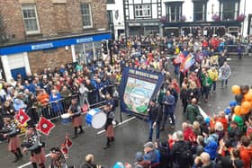 A pipe band leads the Fire Brigades Union's North East region banner as it is paraded at last weekend's Durham Miners' Gala.
