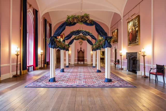 The Throne Room in Auckland Castle has been bedecked for the season