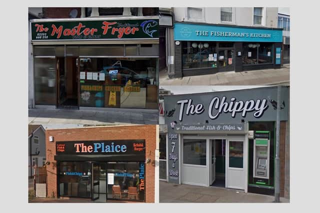 A collage of four of our readers' top seven Portsmouth-area fish and chip shops