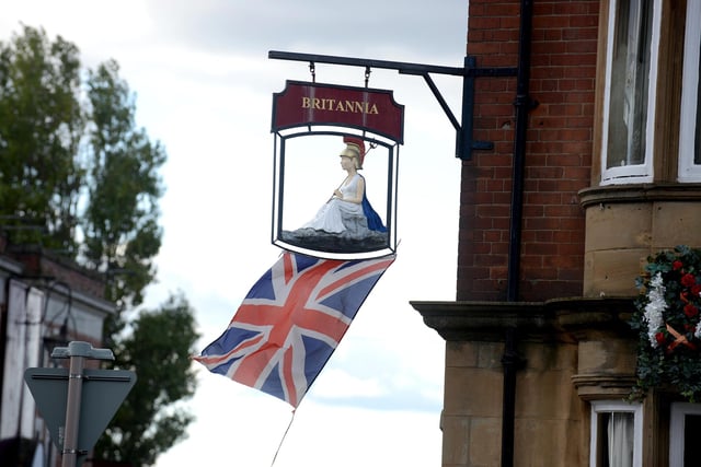 A flag was seen flying at The Brittania pub.