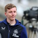 Matt Targett of Newcastle United arrives at the stadium prior to the Premier League match between Newcastle United and Arsenal at St. James Park on May 16, 2022 in Newcastle upon Tyne, England. (Photo by Ian MacNicol/Getty Images)