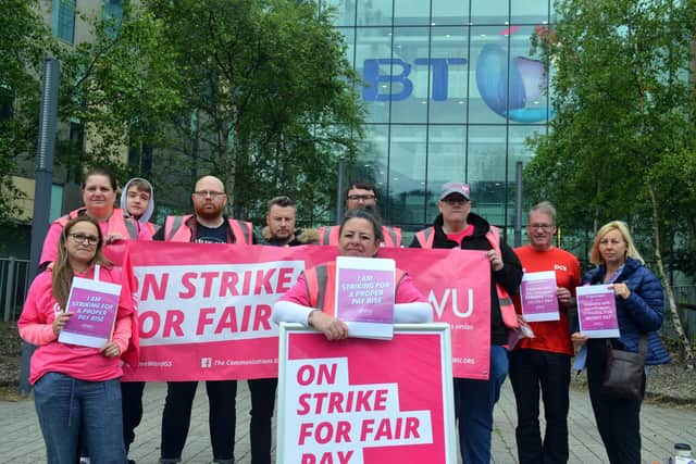 BT Harton Quay staff on the picket line fighting for fair pay.
