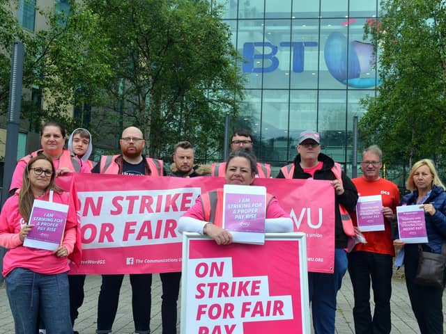 BT Harton Quay staff on the picket line fighting for fair pay.