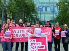 BT Harton Quay staff on the picket line fighting for fair pay.