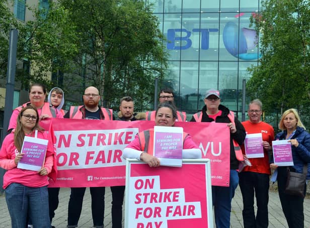 BT Harton Quay staff on the picket line fighting for fair pay.