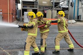 A file image of firefighters training.