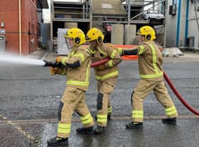 A file image of firefighters training.
