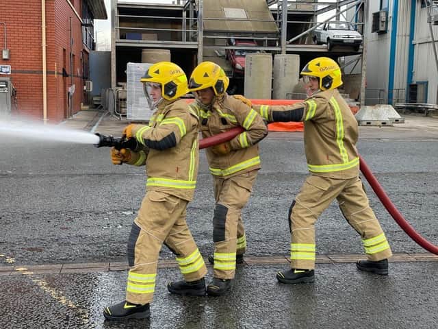 A file image of firefighters training.