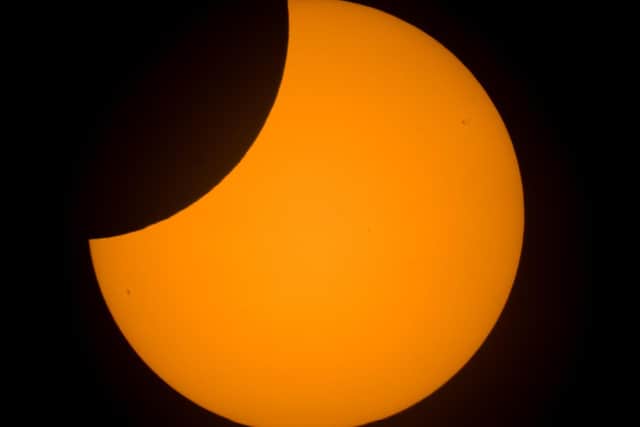 The partial solar eclipse over the UK on Tuesday, October 25. Photographed in South Shields by Steven Lomas. Picture: Steven Lomas.
