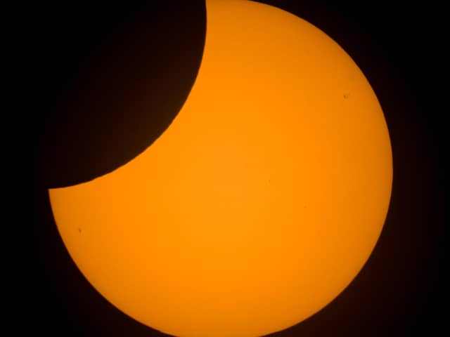 The partial solar eclipse over the UK on Tuesday, October 25. Photographed in South Shields by Steven Lomas. Picture: Steven Lomas.