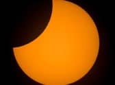 The partial solar eclipse over the UK on Tuesday, October 25. Photographed in South Shields by Steven Lomas. Picture: Steven Lomas.