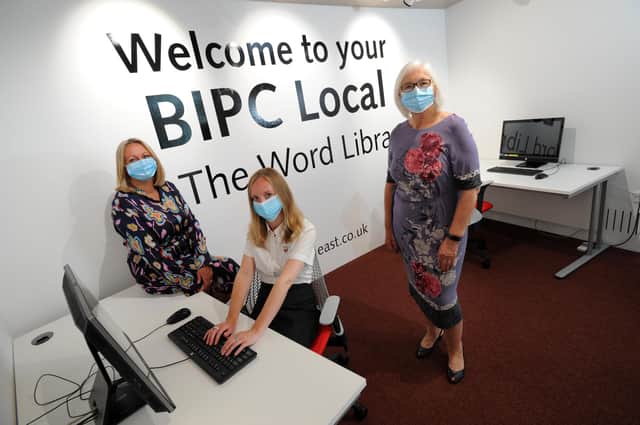 South Tyneside Council deputy leader Cllr Joan Atkinson with Julie Skevington and Shona Peterson, in the new BIPC North East business support space at The Word, South Shields.