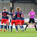 Sunderland celebrate Grant Leadbitter's opening goal at Burton Albion