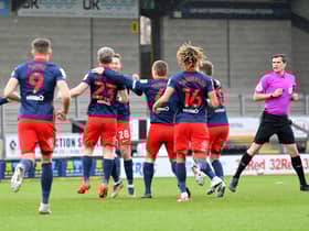 Sunderland celebrate Grant Leadbitter's opening goal at Burton Albion
