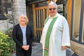 Cathy Barnes, Vice Chair of All Saints PCC and the Rev Vernon Cuthbert outside of All Saints, Cleadon
