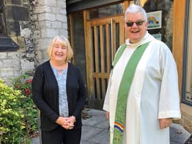 Cathy Barnes, Vice Chair of All Saints PCC and the Rev Vernon Cuthbert outside of All Saints, Cleadon