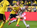 Sweden's Emil Krafth, centre, playing against Spain last week.