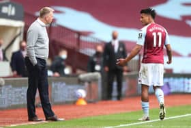 Aston Villa manager Dean Smith and striker Ollie Watkins. (Photo by Nick Potts - Pool/Getty Images)