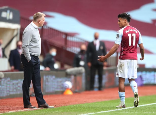 Aston Villa manager Dean Smith and striker Ollie Watkins. (Photo by Nick Potts - Pool/Getty Images)