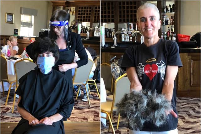 Before and after: Alison Davis had her head shaved to raise funds for The People's Angels