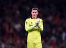 Manchester United's Dean Henderson has been heavily-linked with a move to Newcastle this summer (Photo by OLI SCARFF/AFP via Getty Images)