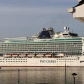Caribbean cruise liner Azura sailing into the River Tyne.