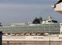Caribbean cruise liner Azura sailing into the River Tyne.