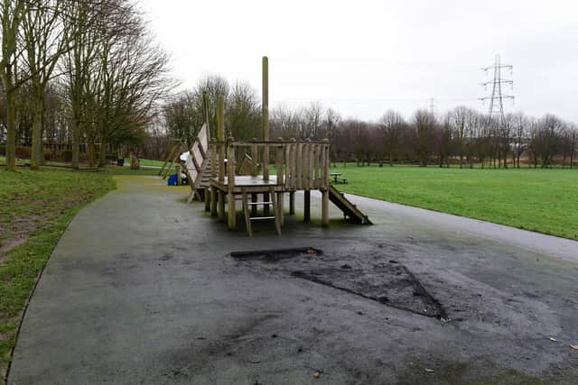 The burnt-out section of the children's Viking boat in Charlies Park was removed after the incident.