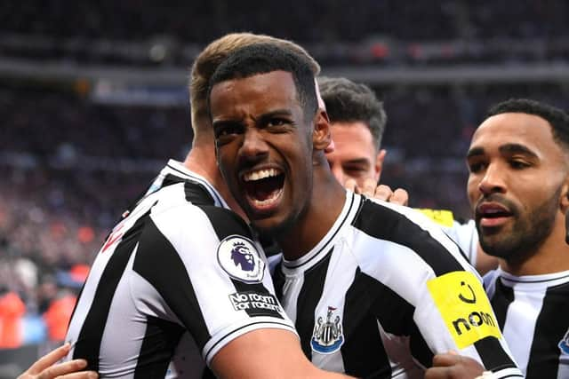 Alexander Isak celebrates scoring Newcastle United's winner.