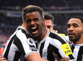 Alexander Isak celebrates scoring Newcastle United's winner.