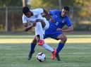 Jordan Hackett of England U15 competes for the ball with Riccardo Pagano of Italy U15 during the match Italy v England U15 of the Nations Tournamnent on April 27, 2019 in Gradisca d'Isonzo, Italy.  (Photo by Pier Marco Tacca/Getty Images)