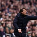 Antonio Conte, Manager of Tottenham Hotspur reacts during the Premier League match between Tottenham Hotspur and Newcastle United at Tottenham Hotspur Stadium on April 03, 2022 in London, England. (Photo by Ryan Pierse/Getty Images)