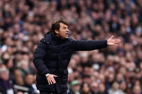 Antonio Conte, Manager of Tottenham Hotspur reacts during the Premier League match between Tottenham Hotspur and Newcastle United at Tottenham Hotspur Stadium on April 03, 2022 in London, England. (Photo by Ryan Pierse/Getty Images)