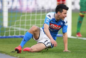 NAPLES, ITALY - FEBRUARY 09: Hirving Lozano of SSC Napoli during the Serie A match between SSC Napoli and  US Lecce at Stadio San Paolo on February 09, 2020 in Naples, Italy. (Photo by Francesco Pecoraro/Getty Images)