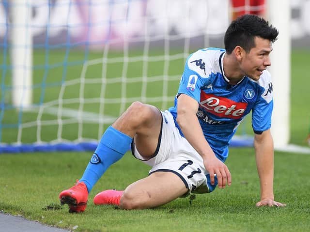 NAPLES, ITALY - FEBRUARY 09: Hirving Lozano of SSC Napoli during the Serie A match between SSC Napoli and  US Lecce at Stadio San Paolo on February 09, 2020 in Naples, Italy. (Photo by Francesco Pecoraro/Getty Images)