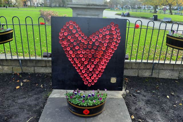 The heart of the display. All the poppies were created from old plastic bottles.