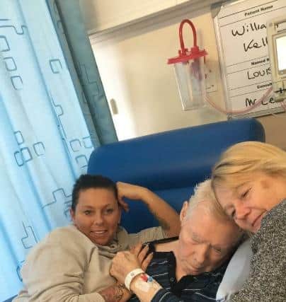 William Kelly with daughter Jean Kelly (right) and granddaughter Sharon (left) during his final stay in hospital.