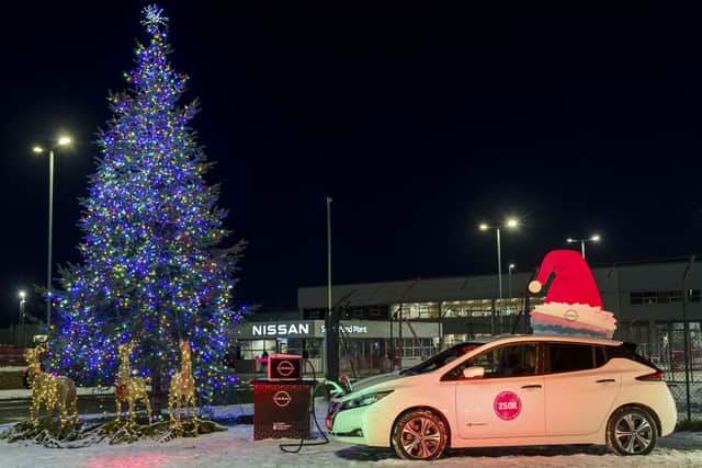 Nissan Sunderland’s Christmas lights are being powered by one of their LEAF electric cars