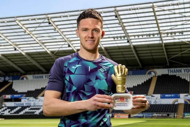 Freddie Woodman with the Championship's Golden Glove award.