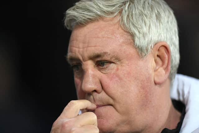 WEST BROMWICH, ENGLAND - MARCH 03: Newcastle coach Steve Bruce looks puzzled prior to the FA Cup Fifth Round match between West Bromwich Albion and Newcastle United at The Hawthorns on March 03, 2020 in West Bromwich, England. (Photo by Stu Forster/Getty Images)