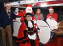 Cleadon and District Rotary Club President Bob Askew with Santa (Ian Pascoe), the Mayor and Mayoress and Rotary Club member John Gardner. (Picture taken in accordance with covid guidance in place at the time.)