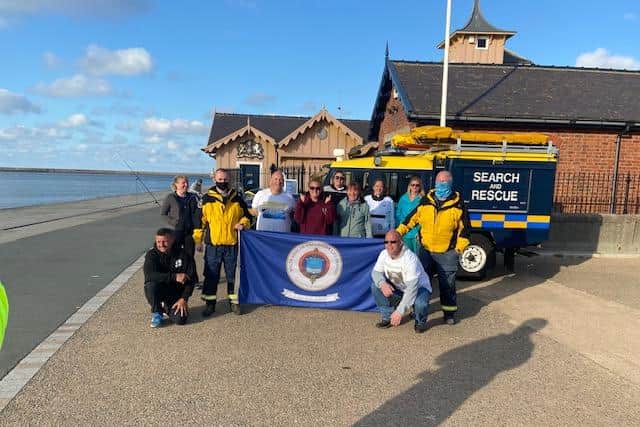 The walkers, including Angie Comerford from Hebburn Helps, took on the 26-mile-long walking route to raise funds for the South Shields Volunteer Life Brigade.