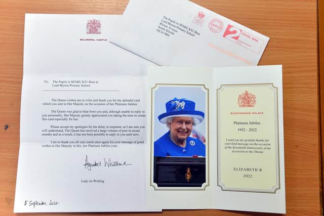 The letter is signed by the Queen'slady-in-waiting.