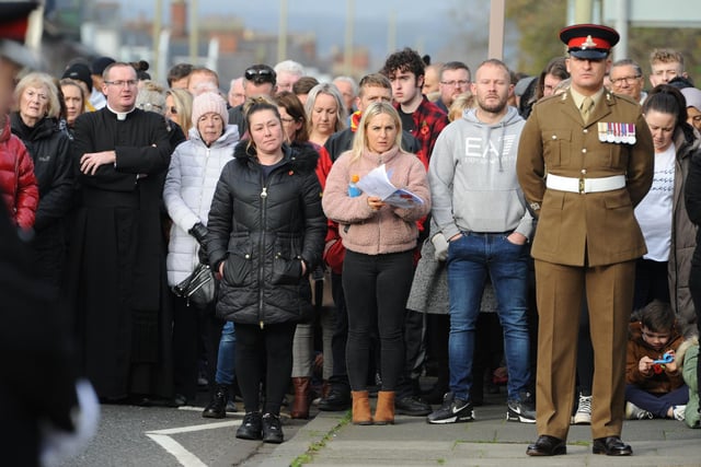 Remembrance Sunday Parade and Service at Westoe Cenotaph, South Shields, with the Mayor of South Tyneside Coun Pat Hay, Deputy Lord Lieutenant Tyne and Wear Wing Commander David L Harris.