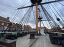 HMS Trincomalee is a Royal Navy Leda-class sailing frigate built shortly after the end of the Napoleonic Wars. She is now restored as a museum ship in Hartlepool, England.