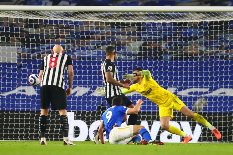 Neal Maupay of Brighton & Hove Albion scores their team's third goal during the Premier League match between Brighton & Hove Albion and Newcastle United.