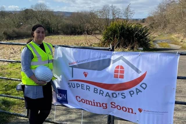 Gemma Lowery at the site of the new holiday home - Super Brad's Pad - in Scarborough.